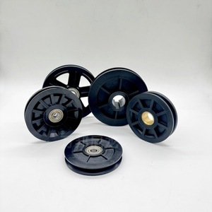 Ruedas de nailon de 4 pulgadas de plástico negro con orificio de 20 mm para equipos de fitness y rieles de puertas de granero - Product Image 3