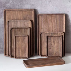 Rettangolo <span class=keywords><strong>legno</strong></span> di noce <span class=keywords><strong>nero</strong></span> <span class=keywords><strong>vassoio</strong></span> di servizio in <span class=keywords><strong>legno</strong></span> naturale solido Snack vassoi con bordo in <span class=keywords><strong>legno</strong></span> decorativo caffè piatto da tè - Product Image 2