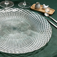 Assiettes de présentation rondes en verre transparent de haute qualité du Moyen-Orient, assiettes de dîner en verre durables pour banquets et décoration de table