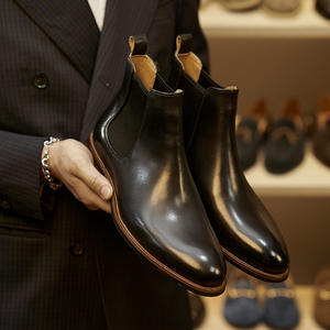 Zapatos <span class=keywords><strong>Derby</strong></span> de Hombre Estilo Italiano, Botas Chelsea de Tobillo Hechas a Mano con Cuero Genuino para Invierno, Transpirables y Elegantes - Product Image 1