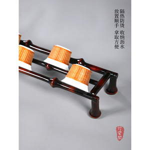 Bamboo Cup Drying Rack Oval Drainage Tableware Storage Holder Kitchen Desktop Ornament Lacquered Bamboo Cup Holder - Product Image 4