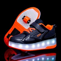 Chaussures à roulettes lumineuses Heelys en gros, avec LED rechargeables, idéales pour le patinage en extérieur et les loisirs quotidiens