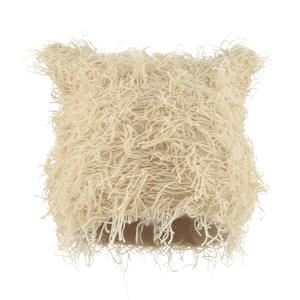 Pengiriman cepat Wanita Pria telinga kucing lucu desain fantastis musim gugur musim dingin hangat rajut rambut liar Grassy topi Beanie untuk dewasa - Product Image 2