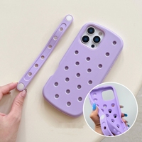 Nouvelle coque de téléphone en silicone souple DIY avec cordon court et breloque creuse pour iPhone 16 Pro Max