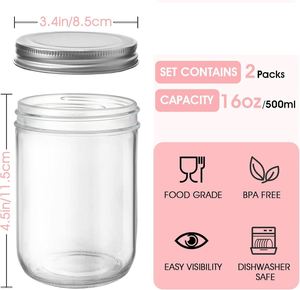 Bocaux Mason en verre borosilicate haut de gamme faits à la main, vente en gros OEM, 4oz/8oz/12oz, tailles personnalisables, sans BPA, couvercles hermétiques anti-fuite - Product Image 2