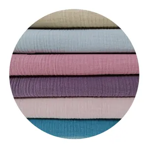 Grosir 100% katun organik Muslin lapisan ganda bayi ramah lingkungan garmen Crepe kain kasa ganda