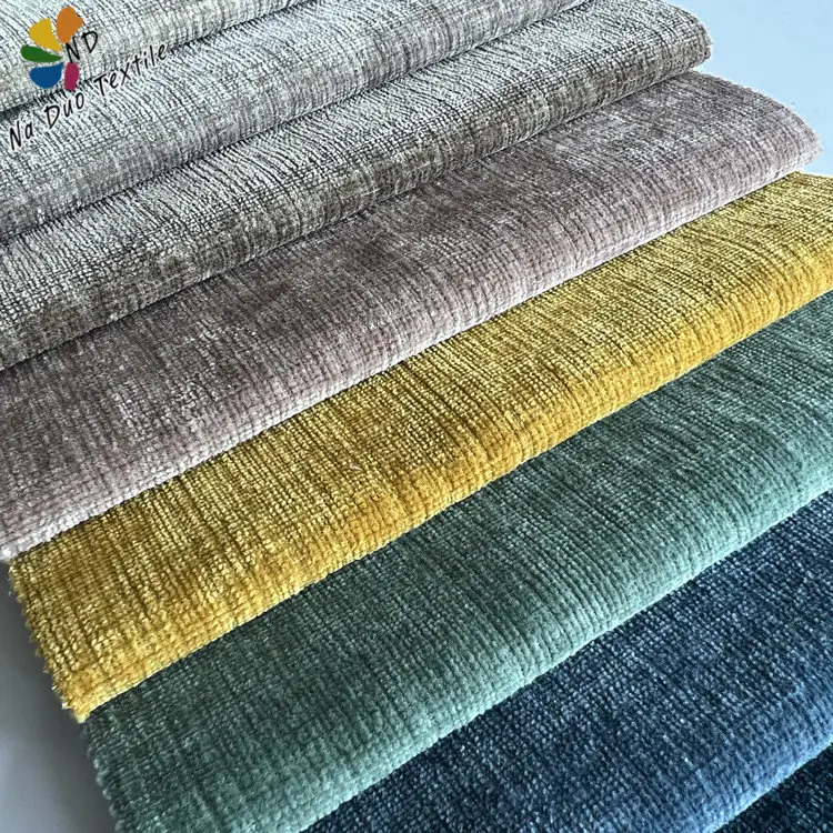 Tela de sofá de terciopelo de felpa de poliéster 100% tela de chenilla de tapicería impermeable para sofá tela decorativa para el hogar