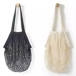 Bolsa de red de malla de fruta de cuerda de algodón de lona reutilizable lavable con mango largo bolsas de malla para verduras - Product Image 6