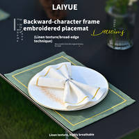 Set de table rectangulaire en coton et lin brodé 45x30cm, isolant thermique, style américain, pour Noël, décoration de table, vente en gros
