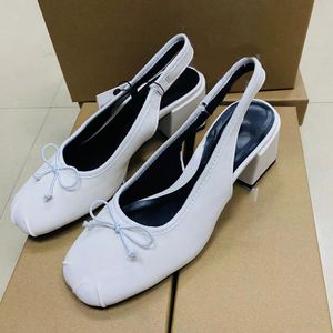 Chaussures pour femmes, talons hauts blancs à talon apparent, décoration nœud, sandales décontractées Mary Jane - Product Image 3