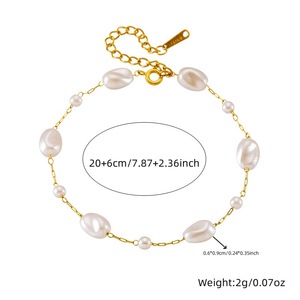 Pearl Stainless Steel Chain Necklace And Bracelet Set Women's Gift Water Drop Design - Product Image 4