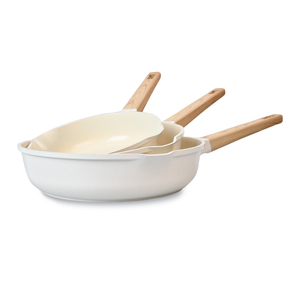 Nouveau design Batterie de cuisine pour hôtel Batterie de cuisine en <span class=keywords><strong>aluminium</strong></span> moulé sous pression avec revêtement antiadhésif blanc Cuisinière à gaz applicable - Product Image 2