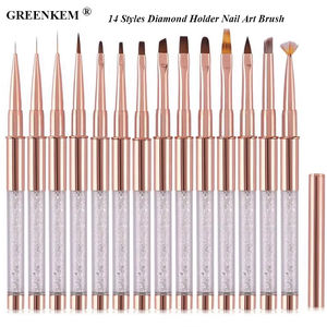 1 pièce 14 Style métal strass cristal UV Gel vernis doublure tête plate à <span class=keywords><strong>carreaux</strong></span> français rayure Art des ongles stylo <span class=keywords><strong>dessin</strong></span> - Product Image 1