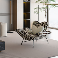 Fauteuil inclinable moderne Cupid monoplace en cuir avec revêtement en fourrure de lapin, style de luxe léger, pour salon et hôtel