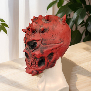 Máscara de Látex de Calavera Roja de Guerrero, Demonio de la Muerte, para Casa Embrujada, Terror, Halloween, Cosplay - Product Image 6