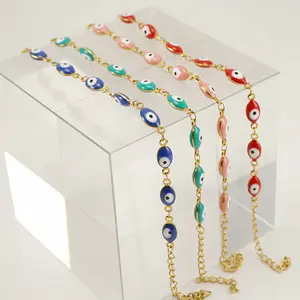Европейские и американские браслеты, Лидер продаж, турецкие браслеты из нержавеющей стали с изображением сглаза, овальные браслеты с подвесками
