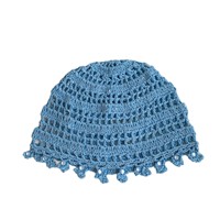 Chapeau ajustable en jacquard ajouré tissé à la main pour femme, style ethnique, idéal pour les voyages et les photos, casquette vintage en crochet tricoté avec bouton
