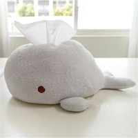Housse de boîte à mouchoirs en peluche Baleine Moelleuse, Porte-serviettes Doux en Forme d'Animal Marin, Décoration Maison et Voiture, Jouet en Peluche Rembourré, Cadeau