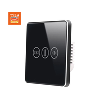 Interrupteur de rideau intelligent Tuya TYSH Smart Life Wifi, interrupteur tactile en verre pour stores motorisés électriques, volet roulant compatible avec Alexa Google Home