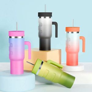 Custom Logo 40Oz <b>Insulated</b> Stainless Steel Tumbler Water Bottle 40 Oz Glass Travel <b>Mug</b> Handle Car Tumbler with Straw and Lid - Product Image 1