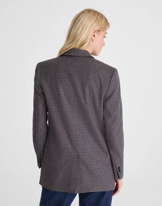 Blazer ample à motif pied-de-poule pour femme – Veste de costume décontractée à un bouton pour le bureau, vêtement d'extérieur élégant à carreaux pour le printemps et l'automne - Product Image 3