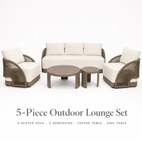 Ensemble de canapés de patio de luxe sur mesure, structure en aluminium antirouille, corde tressée, mobilier de salon d'extérieur pour hôtel et villa
