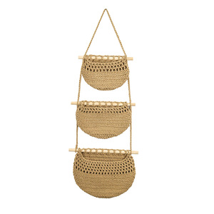 Sac en <span class=keywords><strong>filet</strong></span> pour fruits, pochette de rangement murale détachable, style minimaliste, panier décoratif tissé en demi-cercle - Product Image 6