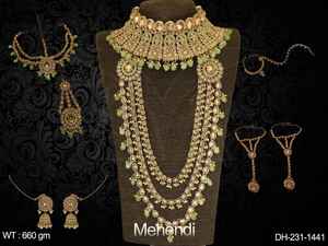 Ensemble de bijoux de mariée traditionnels et anciens, 660 g, collier et boucles d'oreilles, idéal pour les fonctions de mariage, les cérémonies et les occasions festives - Product Image 3