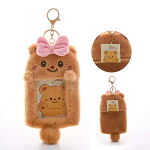 Sevimli Hayvanlar Peluş Fotoğraf Kartı Tutucu Peluş Anahtarlık Yumuşak Karikatür Peluş Hayvan Kimlik Kartı Tutucu Koruyucu Kart Kapağı - Product Image 3