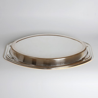Boîte d'emballage alimentaire en plastique PET recyclé hexagonale transparente dorée pour pain, tiramisu, option de logo personnalisé, quatre croissants