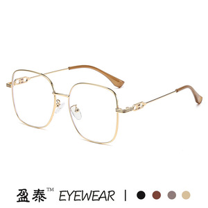 Square Metal Frame Anti Blue Light Glasses Plano Lenses Unisex Medium Size <b>PC</b> Lens Standard Nose Bridge - Product Image 5