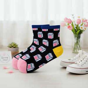 Colorful Floral Milk Patterned Ankle Socks Breathable Knitted Diabetic Compliant Custom Logo One <b>Size</b> Fits Daily Use for Spring - Product Image 3