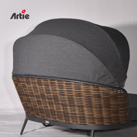 Artee – meubles d'extérieur en rotin, canapé-lit de jardin, cadre en aluminium, tissé à la main, lit de plage en osier