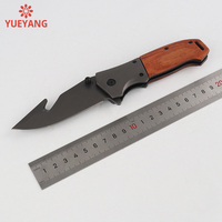 YUEYANG Bestes Taschenmesser 2025 Holzgriff Outdoor Camping Klappmesser Jagd Taktisches Überlebensmesser mit Personalisierung