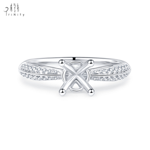 Anillo de diamante natural de oro blanco de 18 quilates de estilo romántico Semi montaje personalizable sin piedra principal Nuevo producto - Product Image 1