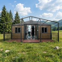 Casa Contenedor Prefabricada Sostenible de Fábrica, Expandible, con Doble Ala Plegable, Baño, Cocina y Paneles Solares