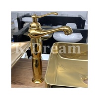 KD-33GF Guangdong fait à la main en laiton matériel extérieur robinet d'eau pour salle de bain sans trou comptoir bassin plaqué or robinet d'eau
