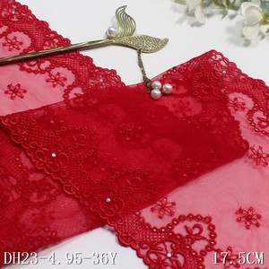 Lingerie accessoires dentelle tissu blanc Floral Stretch broderie bordure dentelle garniture avec strass pour Abaya robe <span class=keywords><strong>de</strong></span> mariée - Product Image 5