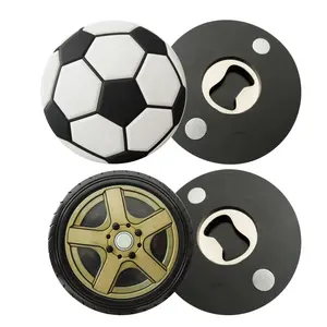 Sports Souvenir Round Rectangle Soccer Ball Basketball Custom Bottle Opener Fridge Magnet Aluminum Alloy Die Casting Sustainable