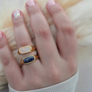 Eleganter Edelstahl Tigerauge Rosenquarz Heil kristall <span class=keywords><strong>ring</strong></span> Naturstein Wasserdichter Schmuck für Männer und Frauen - Product Image 4