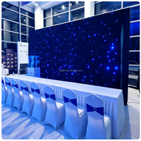 Toile de fond LED RGB en tissu étoilé scintillant, rideau d'étoiles ignifuge, taille personnalisée, draperie scintillante pour scène, mariage, événement, DJ, bar