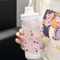 Bouteille d'eau et tasse à café Cherry Puppy PC - Double usage, portable, résistante à la chaleur, anti-fuite, avec paille, design moderne pour femmes