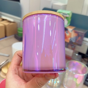 Pot à bougie en verre arc-en-ciel <span class=keywords><strong>LUXE</strong></span> Design 4oz 7oz 10oz 14oz, conteneur personnalisé pour remplir de la cire parfumée, logo et emballage personnalisés - Product Image 1