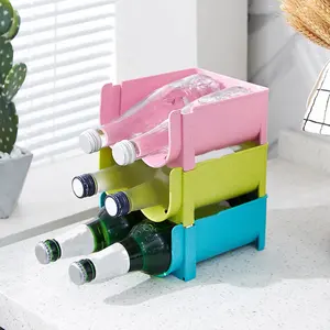 <b>Stackable</b> Plastic Anti-Skid Beverage Rack for Home Kitchen Beer Cola <b>Storage</b> <b>Box</b> Organizer for Refrigerator Can & Food Items - Product Image 1