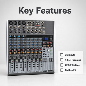 มิกเซอร์เสียงอนาล็อก XUNGUAN <span class=keywords><strong>XENYX</strong></span> X1622USB 16 อินพุต 2 บัส พร้อมพอร์ต USB สำหรับบันทึกเสียง ใช้ได้กับการแสดงสดและสตูดิโอ - Product Image 3