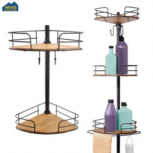 Modern Hotel 4 Layer Four Tier Stainless Steel Wall <b>Corner</b> Tension Pole Hanging Standing Bathroom <b>Shower</b> Caddy - Product Image 5