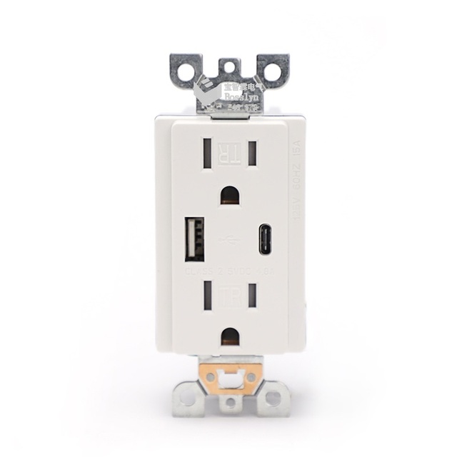 Wall USB Outlet Type C Fast Charging Socket with US Standard UL Listed