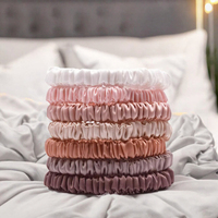 Lot de chouchous pour cheveux en soie de mûrier 100% (30 mommes, 12 cm) pour femmes, haute qualité, avec étiquettes et emballage personnalisés