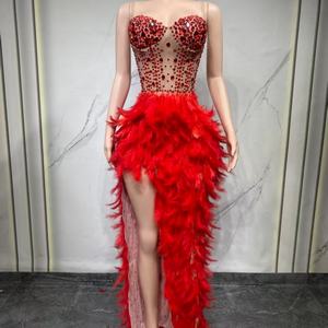 Abito da <span class=keywords><strong>donna</strong></span> di alta gamma senza spalline con perline di cristallo e rete, linea impero, tinta unita, <span class=keywords><strong>sexy</strong></span>, per feste, abbigliamento femminile - Product Image 5