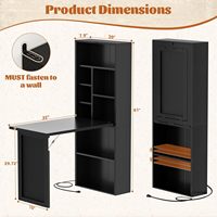 Bureau en bois pliable avec prises intégrées, port USB, bureau convertible pour petits espaces/bureau à domicile/salle d'artisanat, multifonction